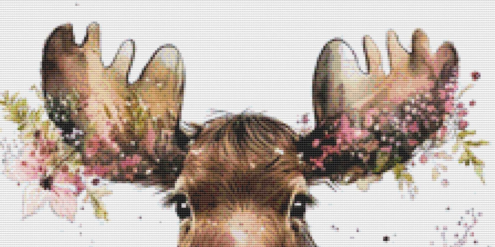 Moose Flowers (Small) counted cross stitch pattern by Cedar Grove Graphics