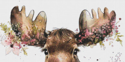 Moose Flowers (Small) counted cross stitch pattern by Cedar Grove Graphics