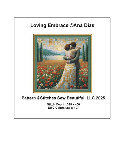 Loving Embrace counted cross stitch pattern by Ana Dias