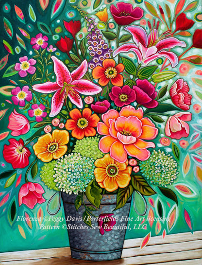 Florenza counted cross stitch pattern by Peggy Davis/Porterfields Fine Art Licensing