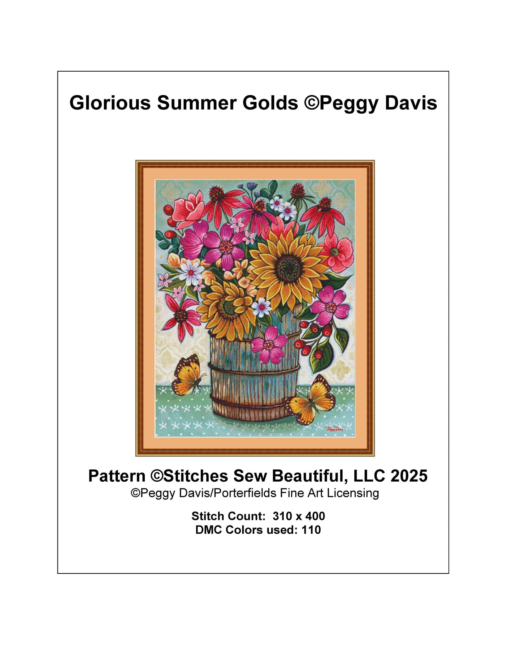Glorious Summer Golds counted cross stitch pattern by Peggy Davis/Porterfields Fine Art Licensing