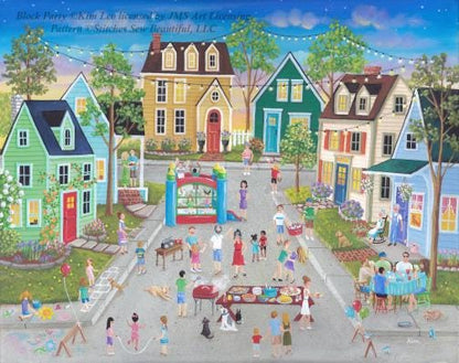 Block Party counted cross stitch pattern by Kim Leo licensed by JMS Art Licensing