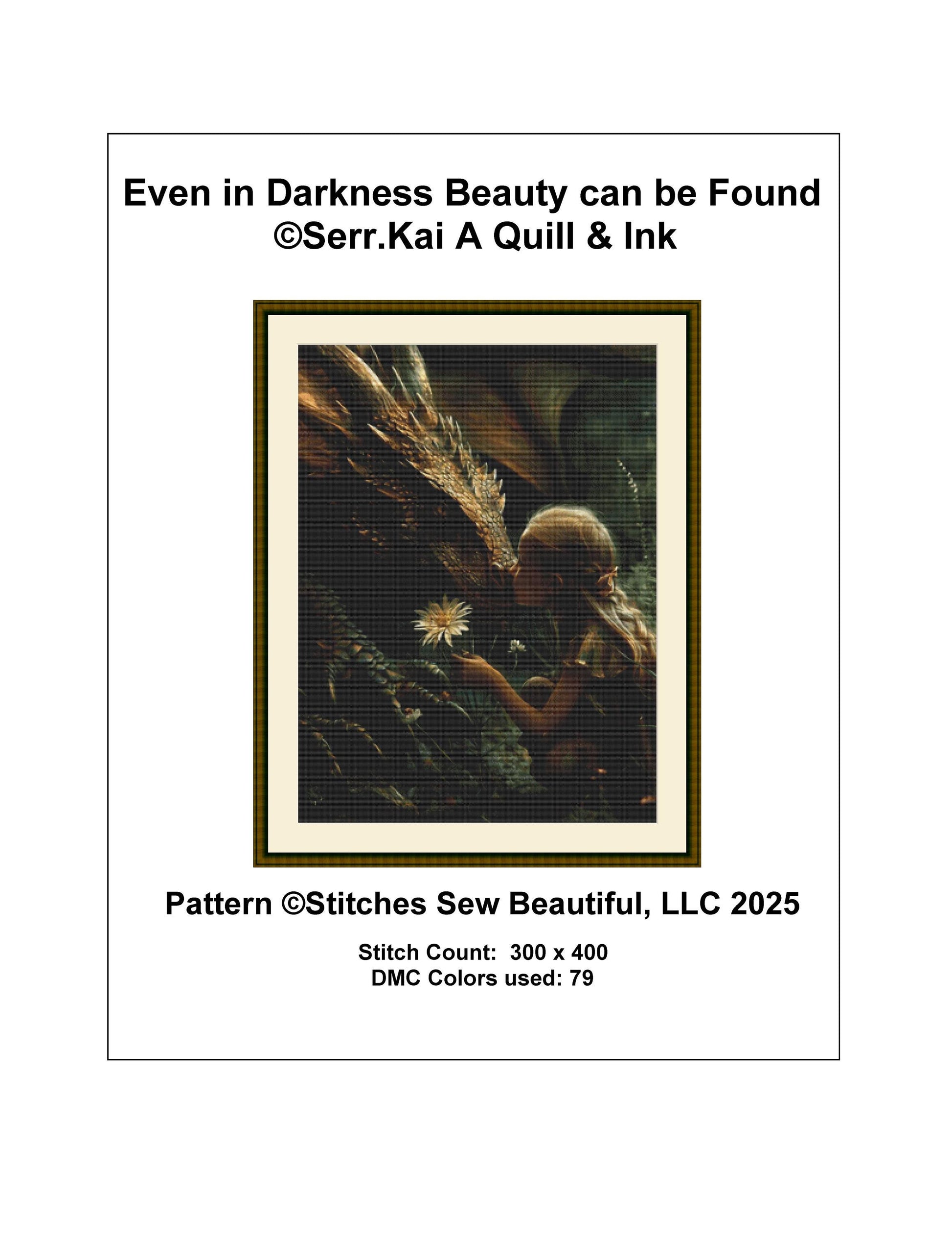 Even in Darkness Beauty can be Found counted cross stitch pattern by Serr.Kai A Quill & Ink