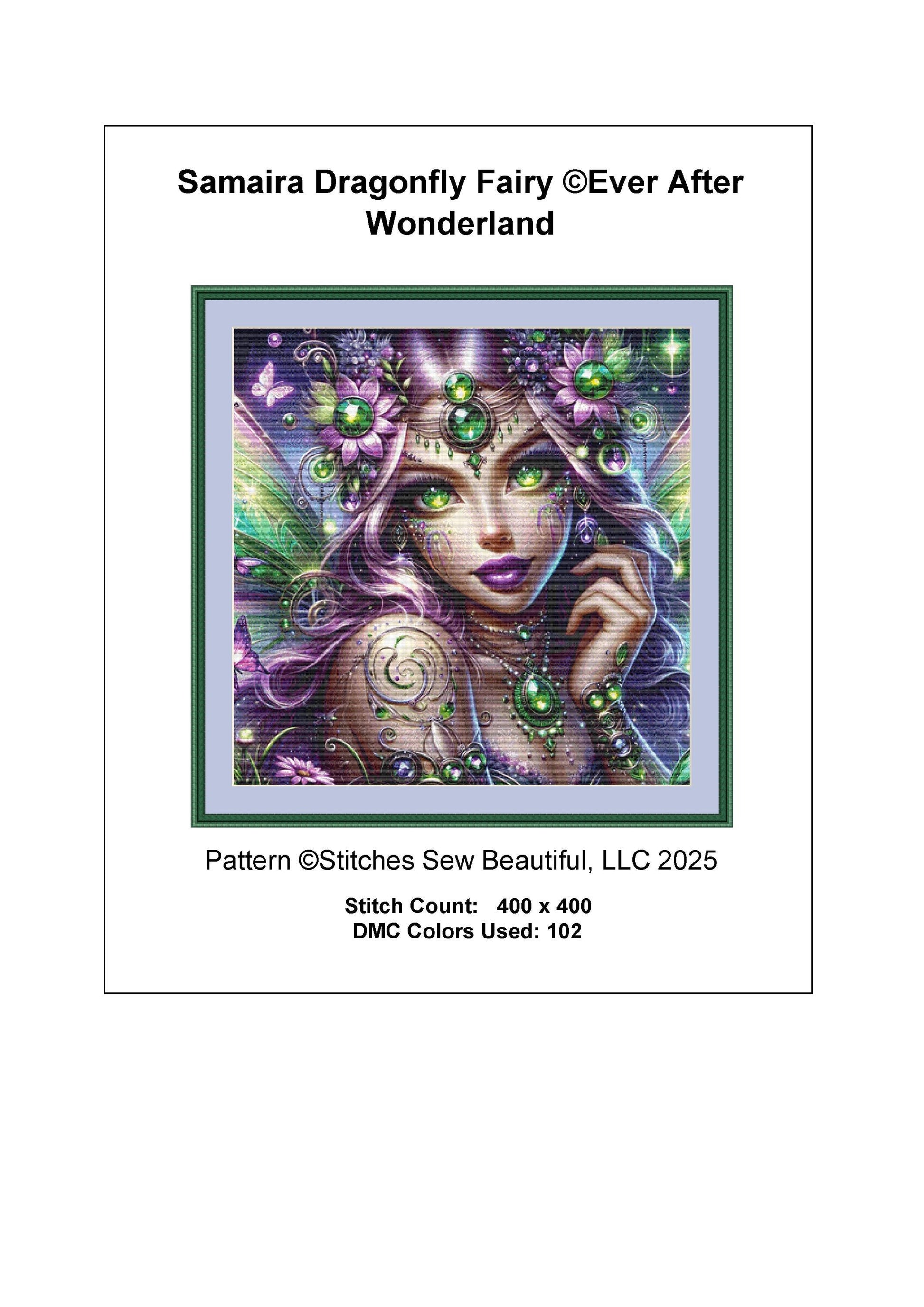 Samaira Dragonfly Fairy counted cross stitch pattern by Ever After Wonderland