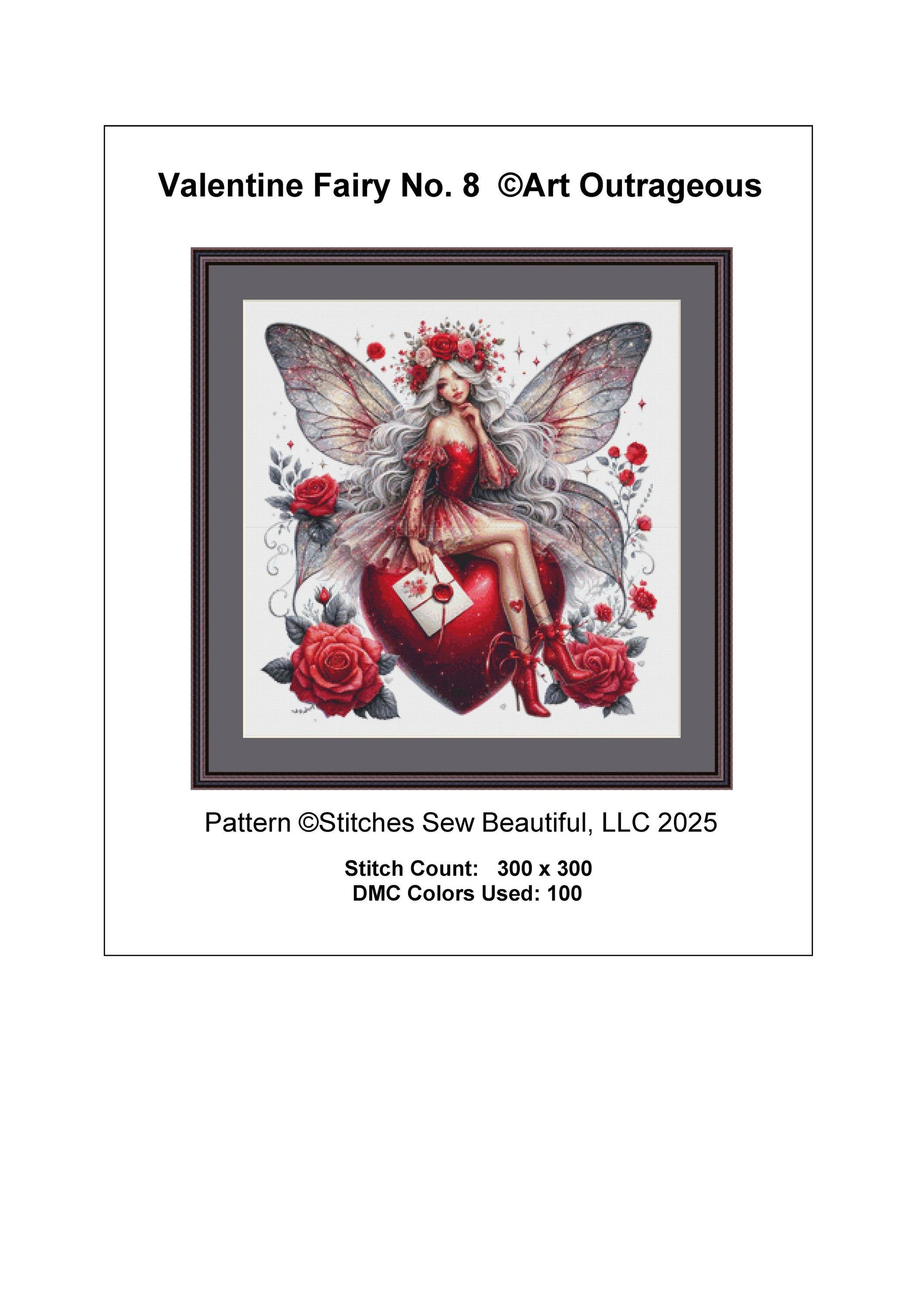 Valentines Fairy No. 8 counted cross stitch pattern by Art Outrageous
