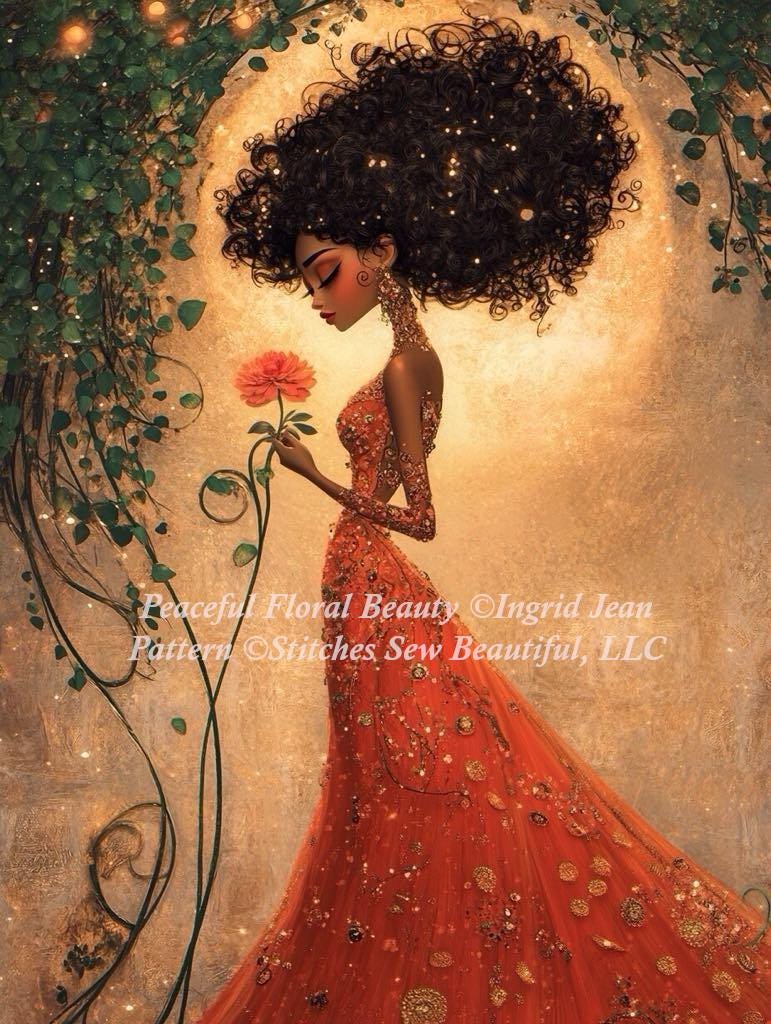 Peaceful Floral Beauty counted cross stitch pattern by Ingrid Jean