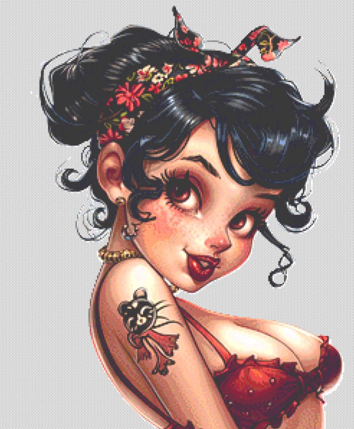 Pinup Betty No. 1 counted cross stitch pattern by Promptly Imagined
