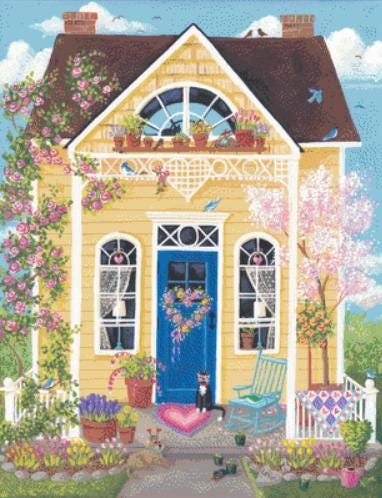 Home is Where the Heart Is counted cross stitch pattern by Kim Leo licensed by JMS Art Licensing