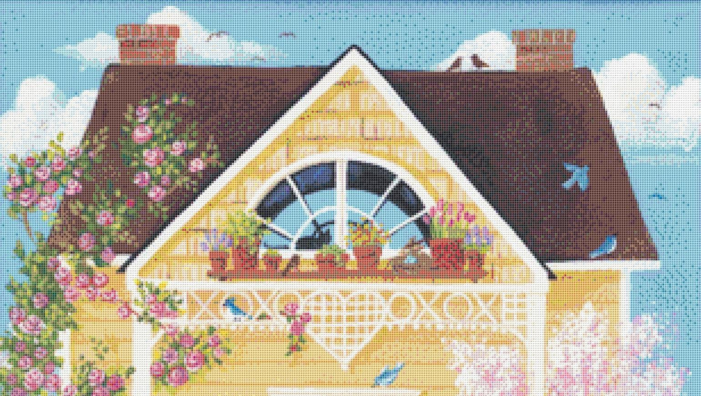 Home is Where the Heart Is counted cross stitch pattern by Kim Leo licensed by JMS Art Licensing