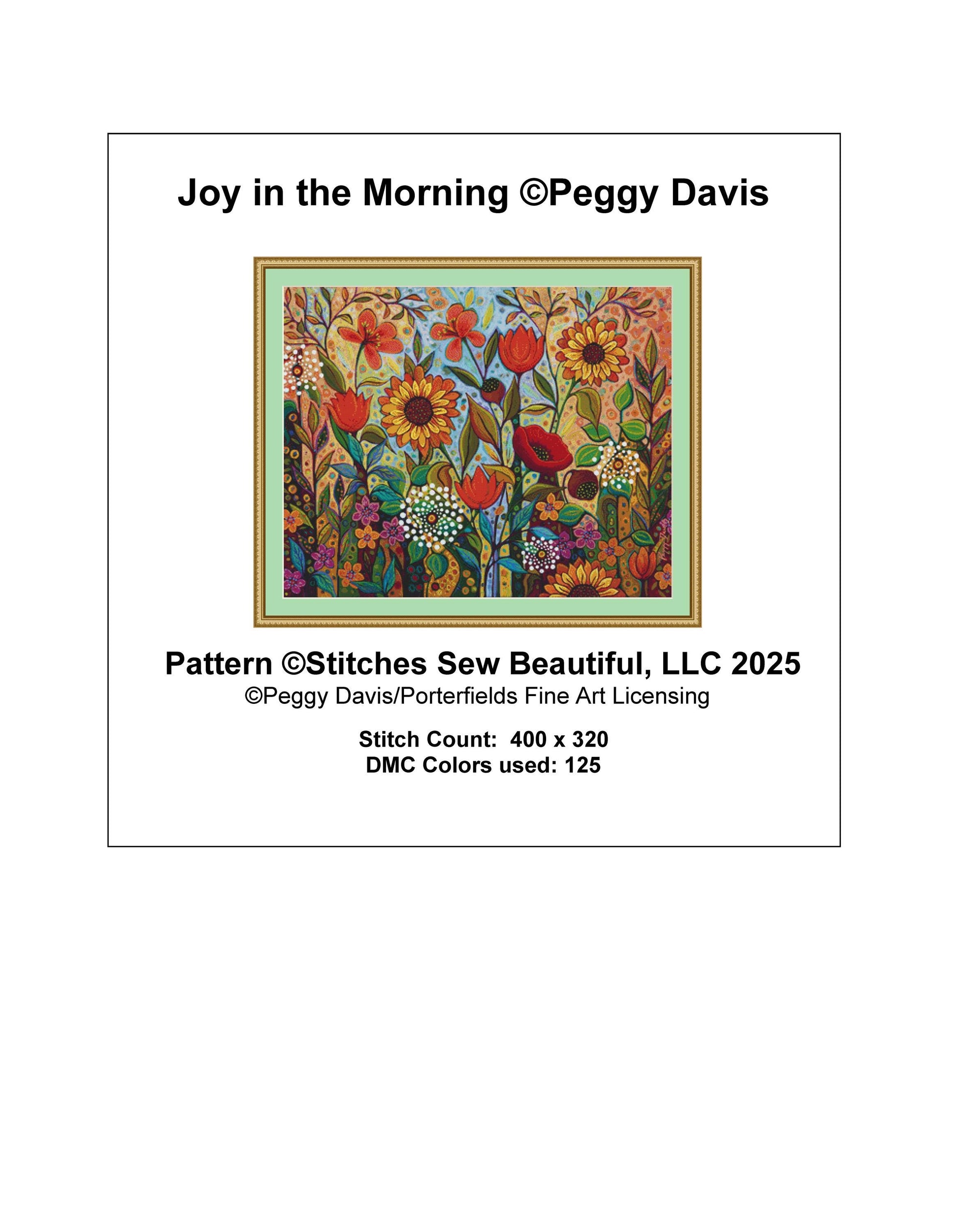 Joy in the Morning counted cross stitch pattern by Peggy Davis/Porterfields Fine Art Licensing