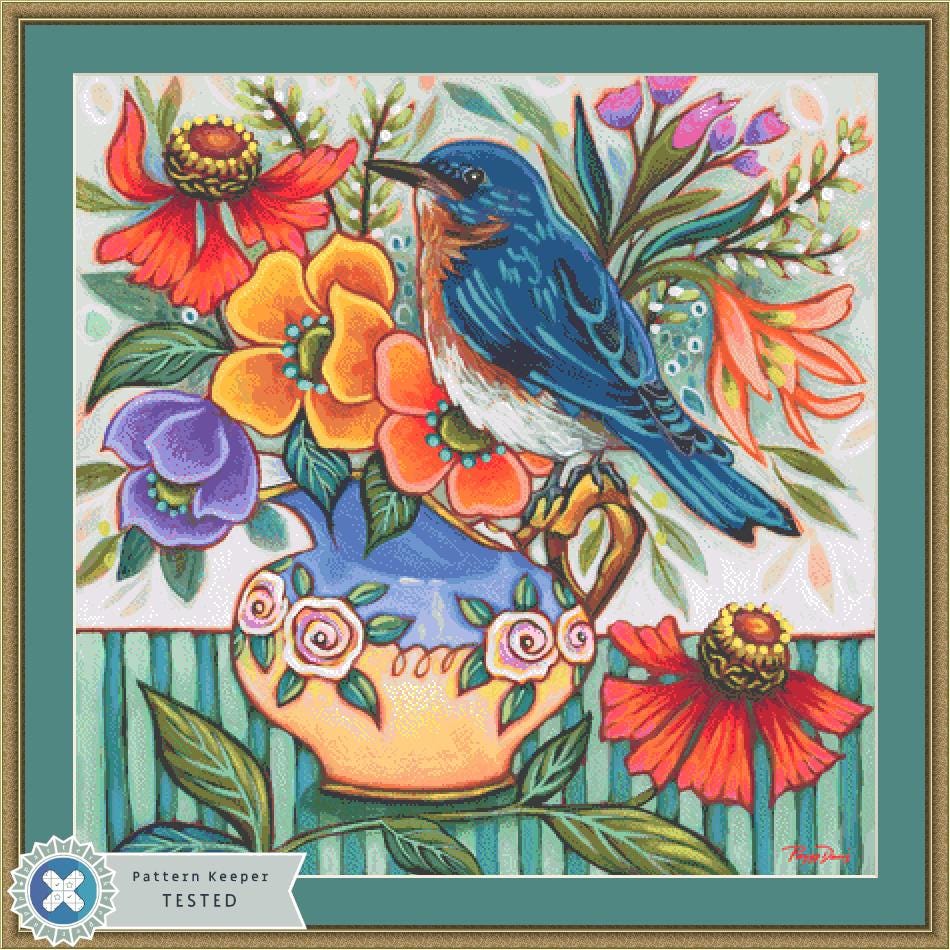 Kitschy Birds 2 counted cross stitch pattern by Peggy Davis/Porterfields Fine Art Licensing