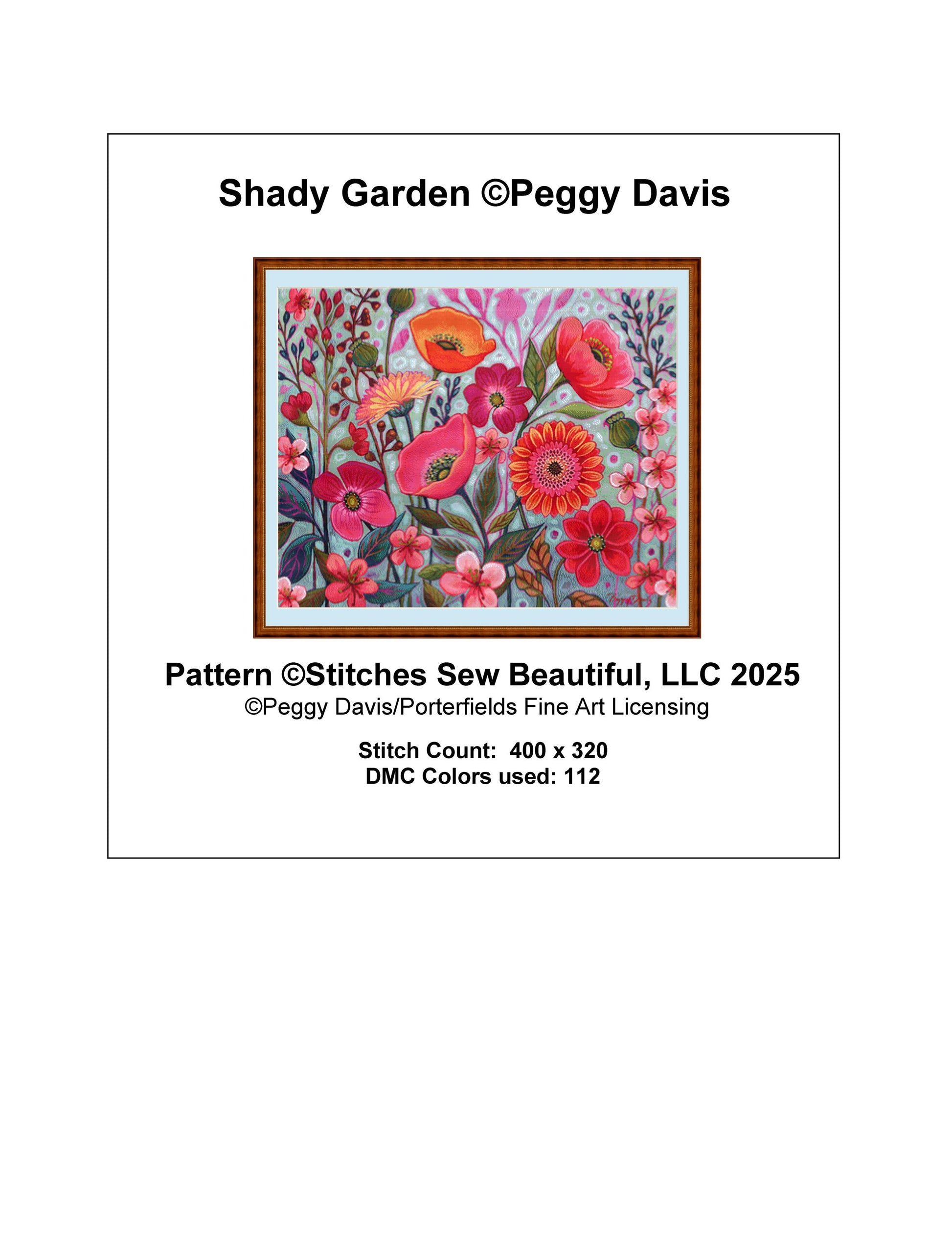 Shady Garden counted cross stitch pattern by Peggy Davis/Porterfields Fine Art Licensing