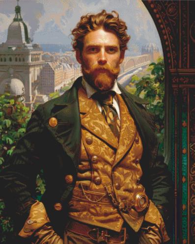 Lord Percival Ravenscroft Steampunk Time Traveler counted cross stitch pattern by The Art Revivalist