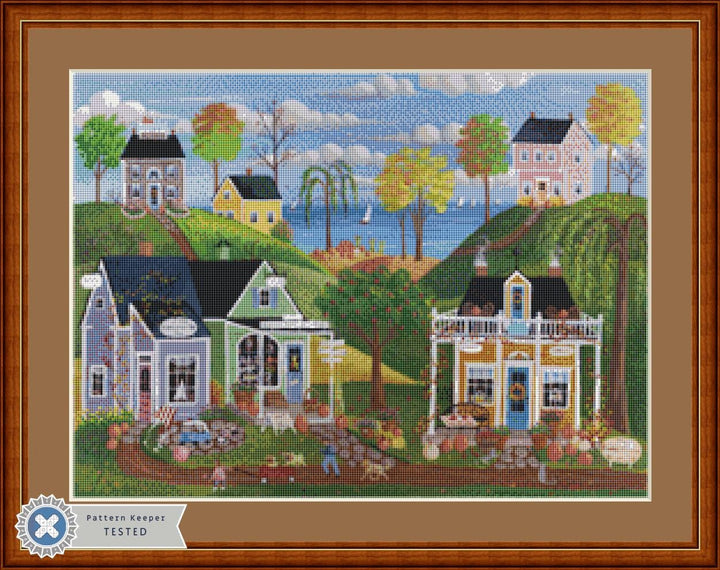 Autumn in the Air (Small) counted cross stitch pattern by Kim Leo licensed by JMS Art Licensing