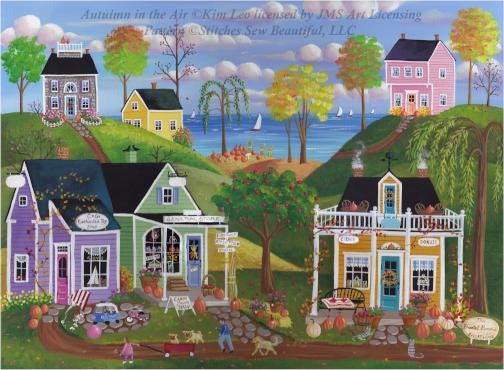 Autumn in the Air (Small) counted cross stitch pattern by Kim Leo licensed by JMS Art Licensing