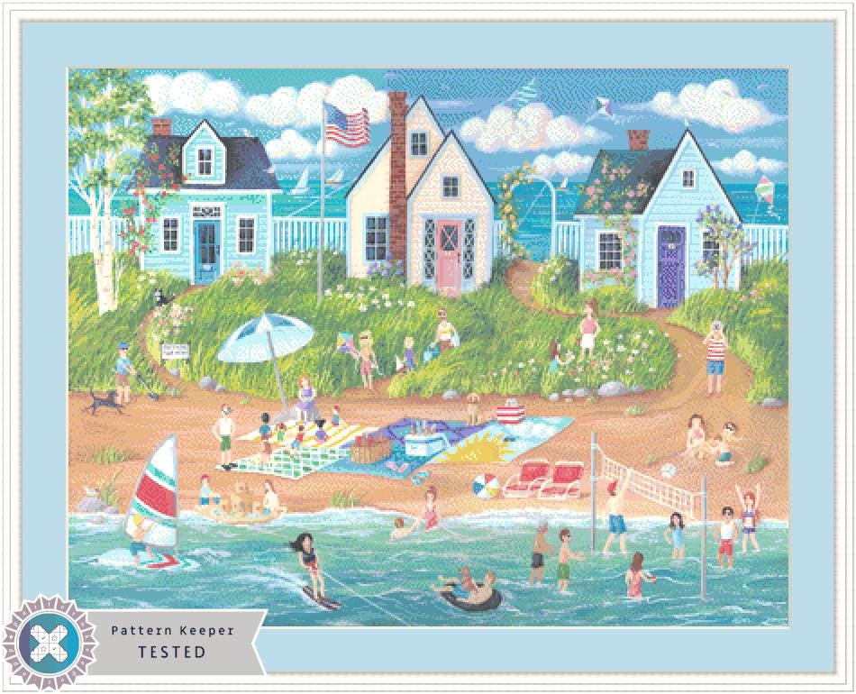 Beach Party counted cross stitch pattern by Kim Leo licensed by JMS Art Licensing