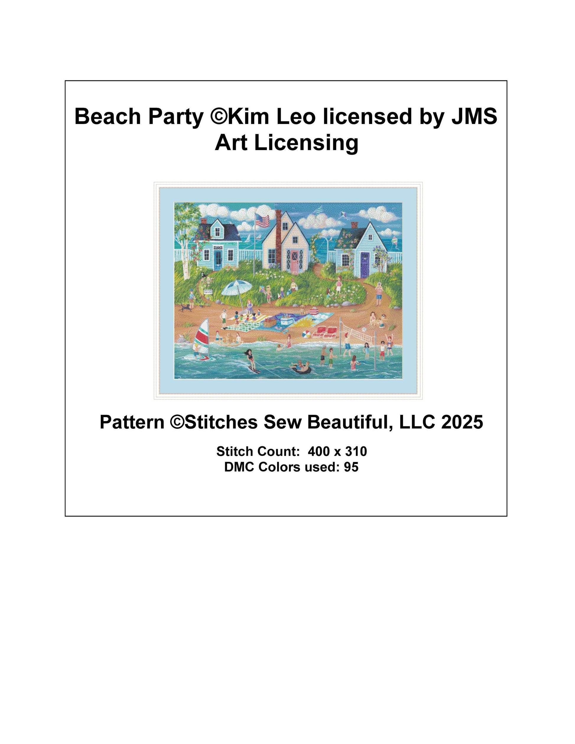 Beach Party counted cross stitch pattern by Kim Leo licensed by JMS Art Licensing