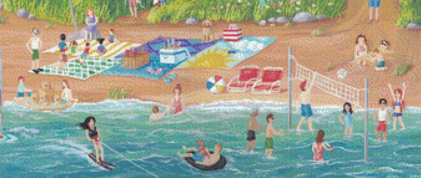 Beach Party counted cross stitch pattern by Kim Leo licensed by JMS Art Licensing