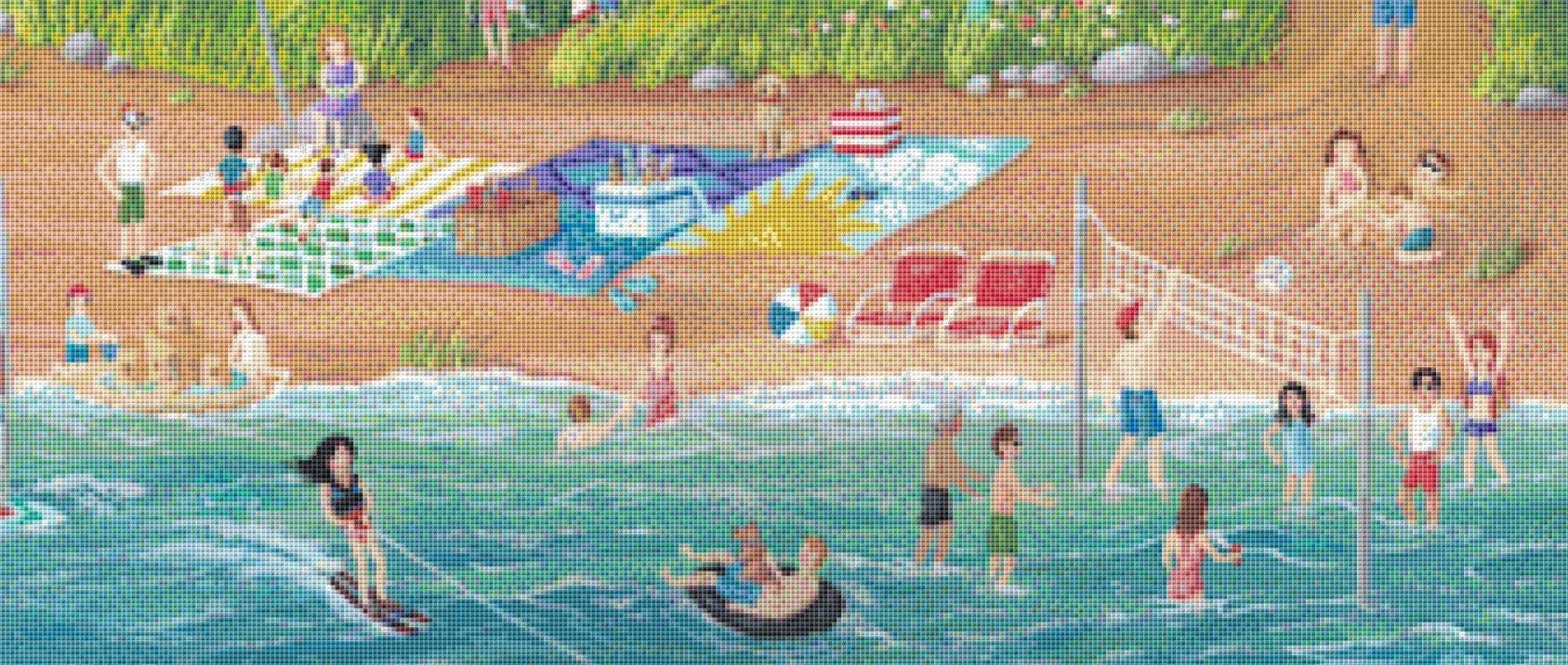 Beach Party counted cross stitch pattern by Kim Leo licensed by JMS Art Licensing