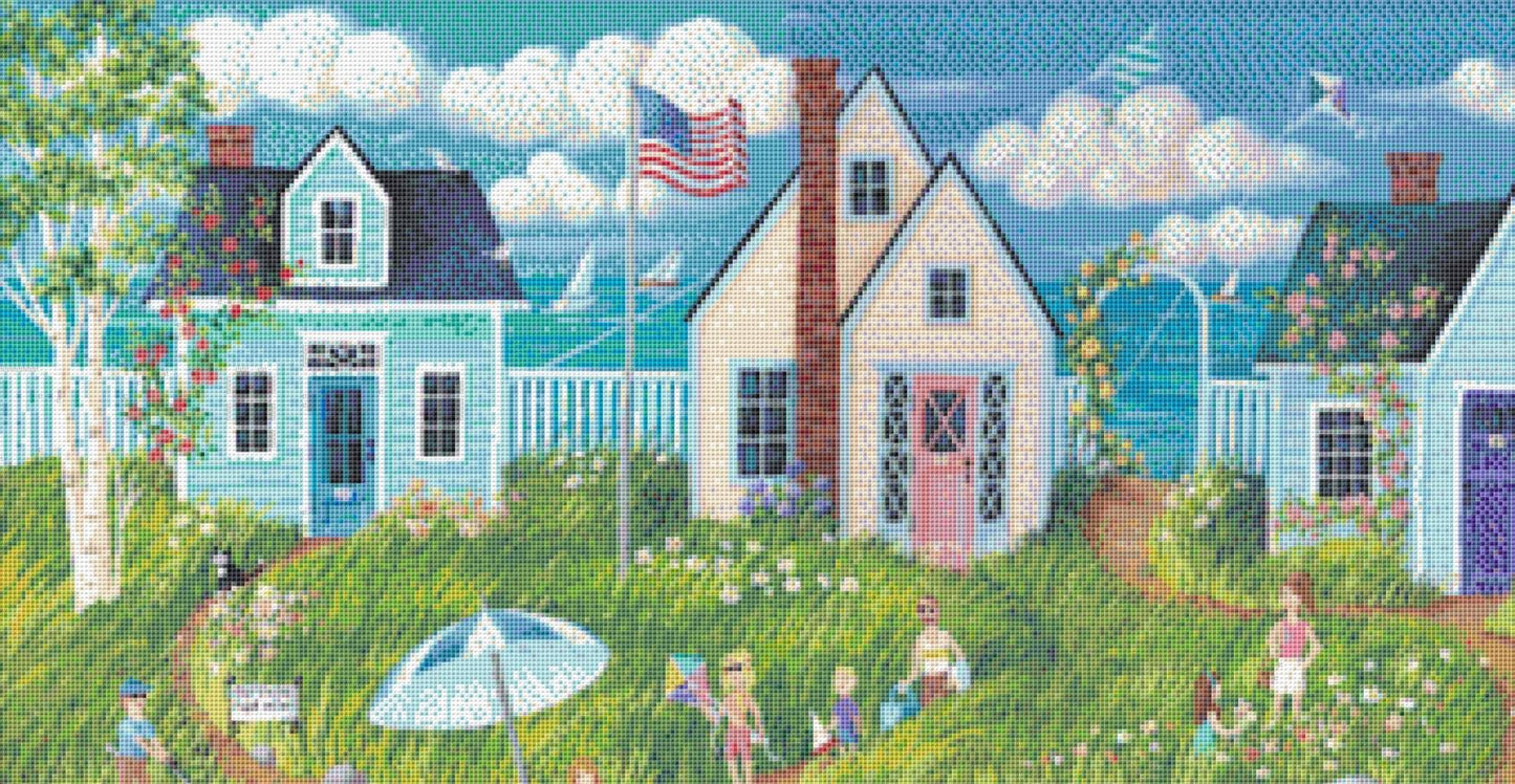 Beach Party counted cross stitch pattern by Kim Leo licensed by JMS Art Licensing
