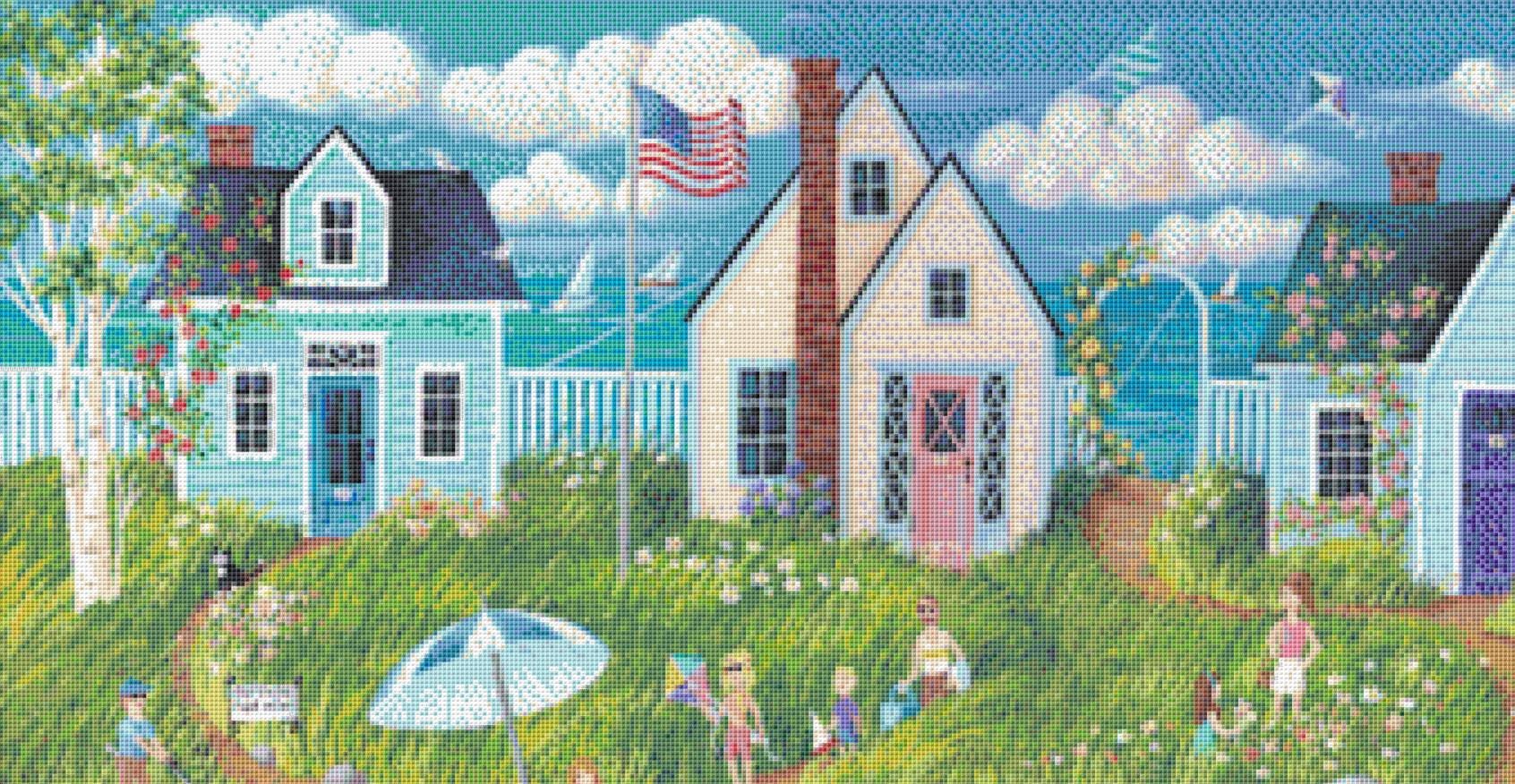 Beach Party counted cross stitch pattern by Kim Leo licensed by JMS Art Licensing