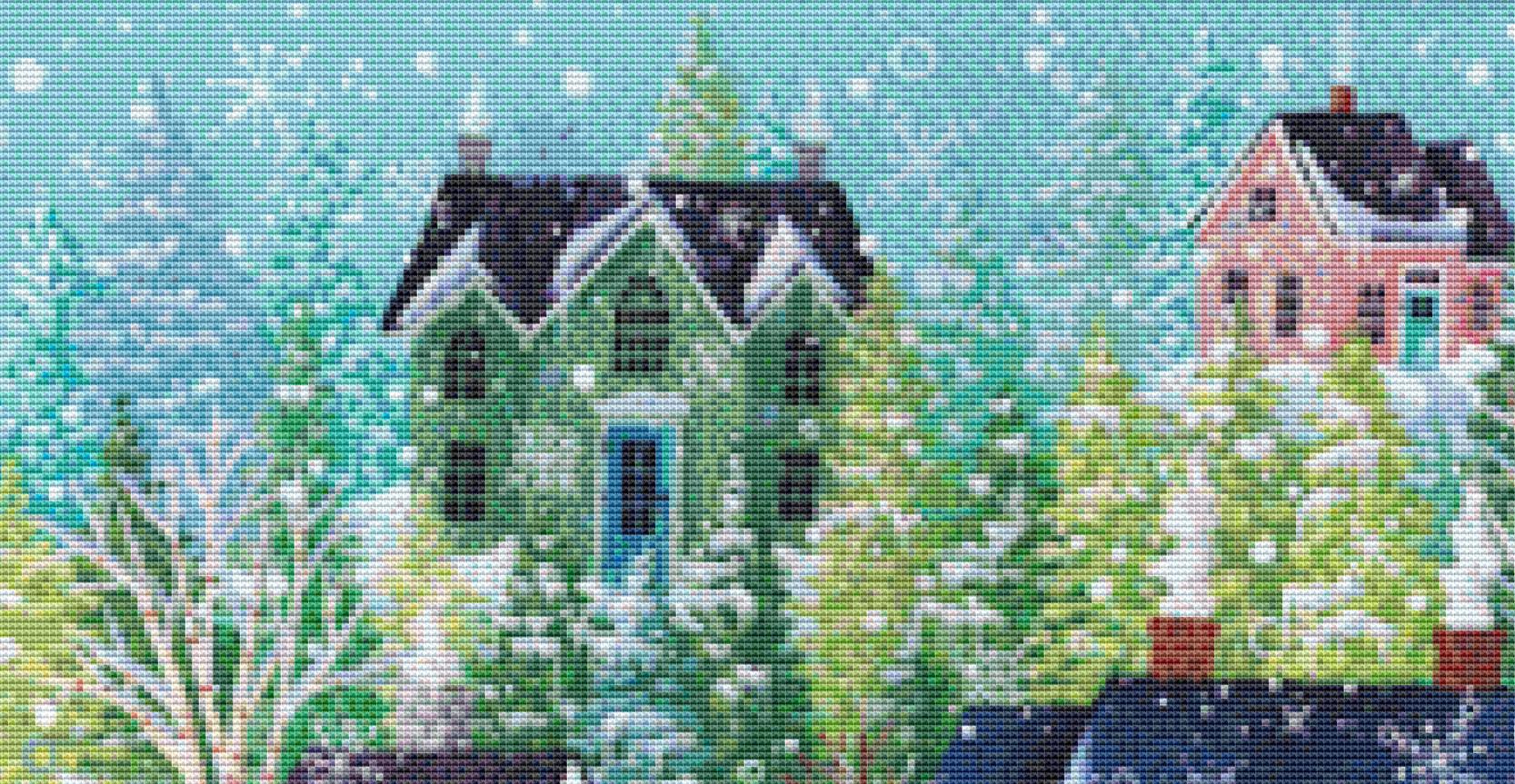 Snow Frosted Fun counted cross stitch pattern by Kim Leo licensed by  JMS Art Licensing
