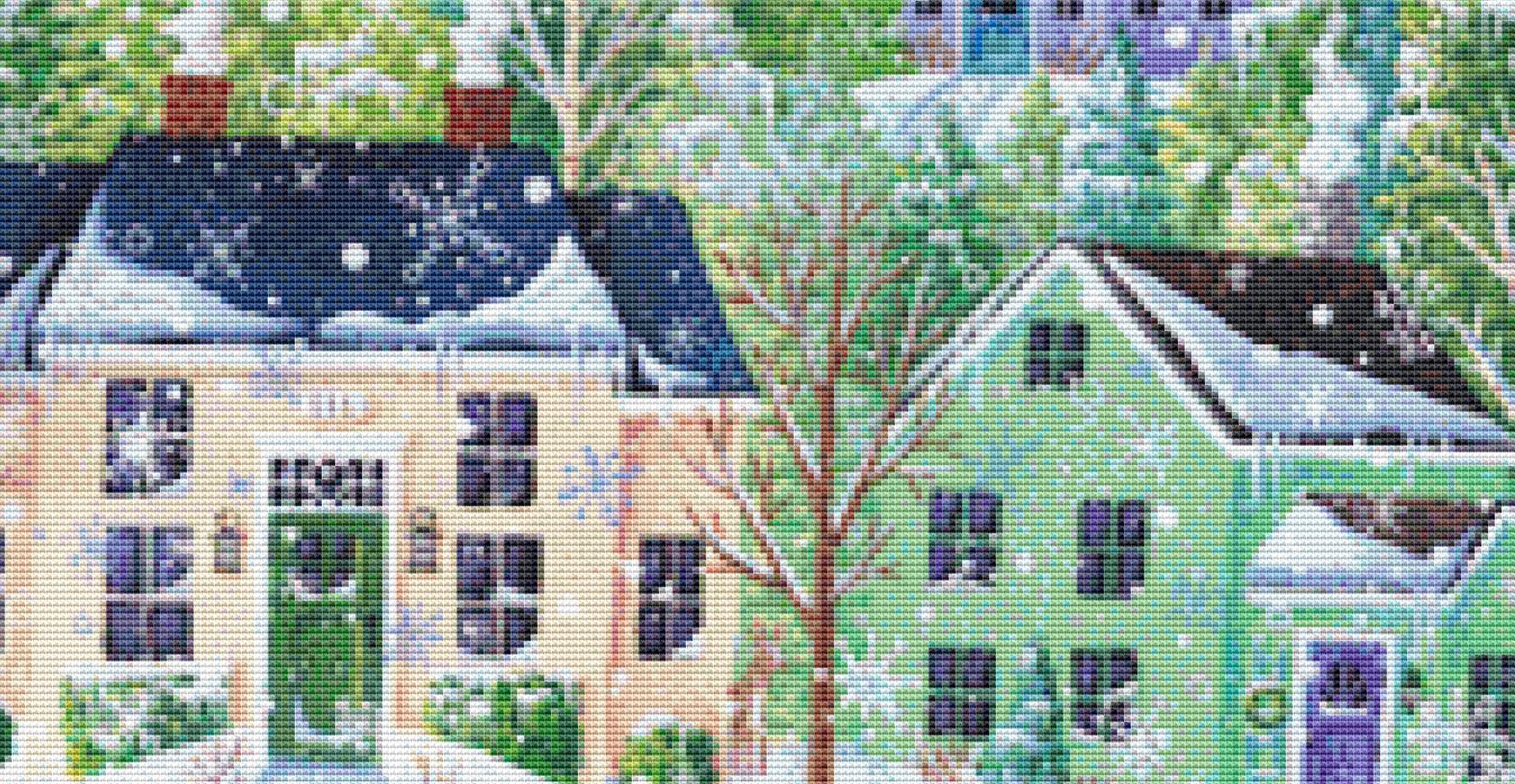Snow Frosted Fun counted cross stitch pattern by Kim Leo licensed by  JMS Art Licensing