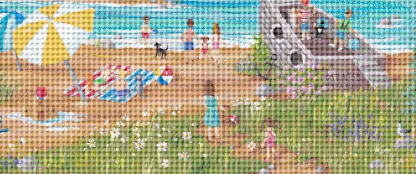 Sun Day Fun Day counted cross stitch pattern by Kim Leo licensed by JMS Art Licensing