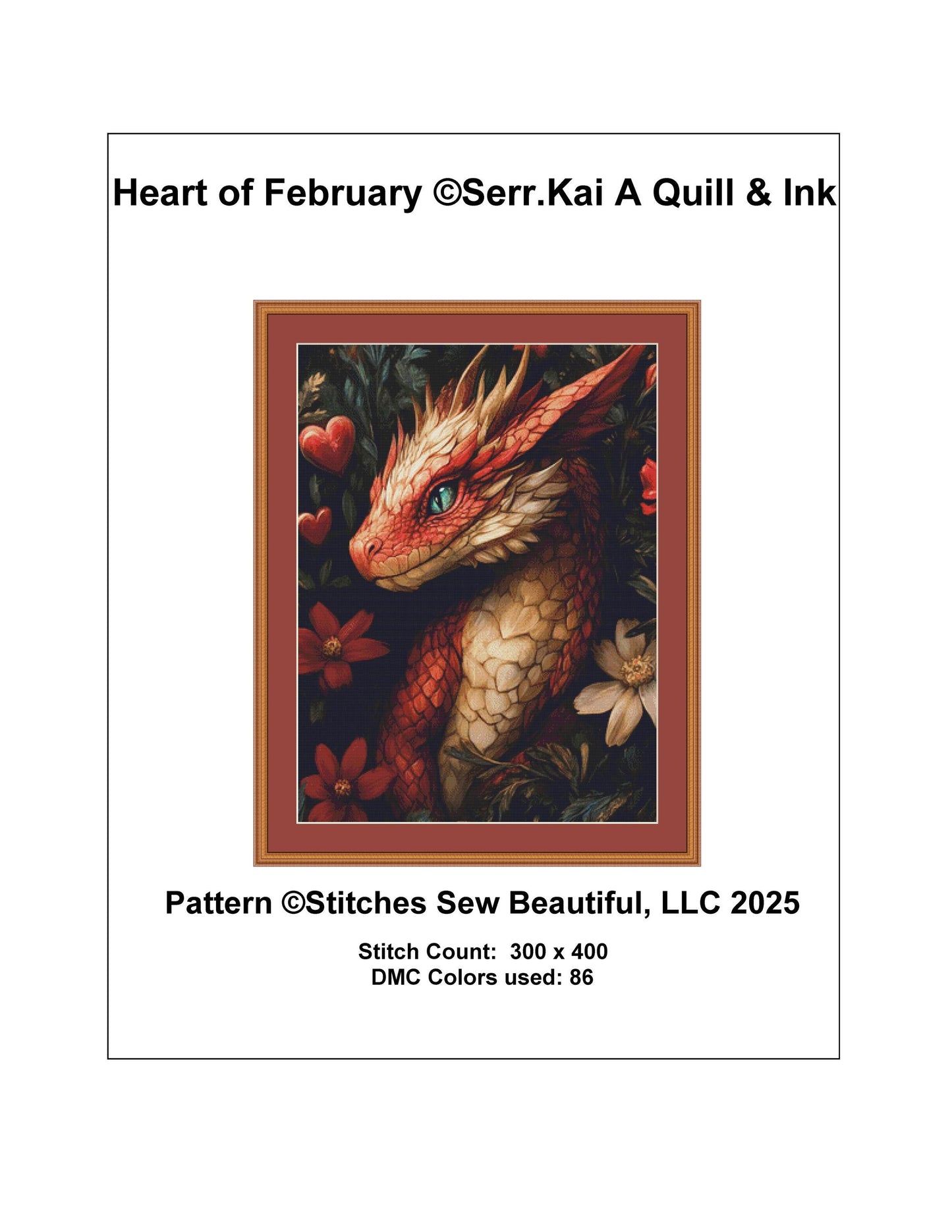 Heart of February counted cross stitch pattern by Serr.Kai A Quill & Ink