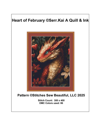 Heart of February counted cross stitch pattern by Serr.Kai A Quill & Ink