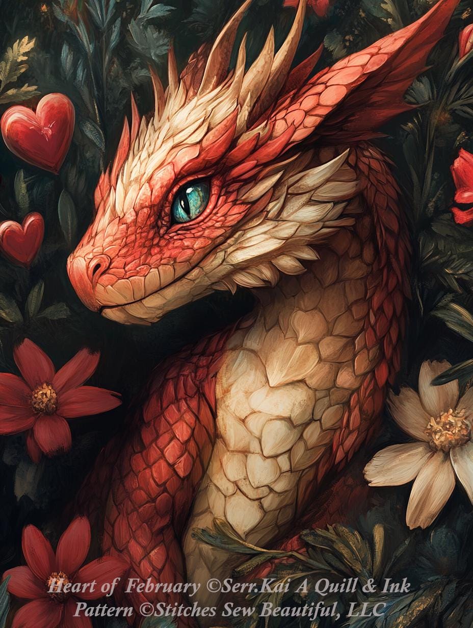 Heart of February counted cross stitch pattern by Serr.Kai A Quill & Ink