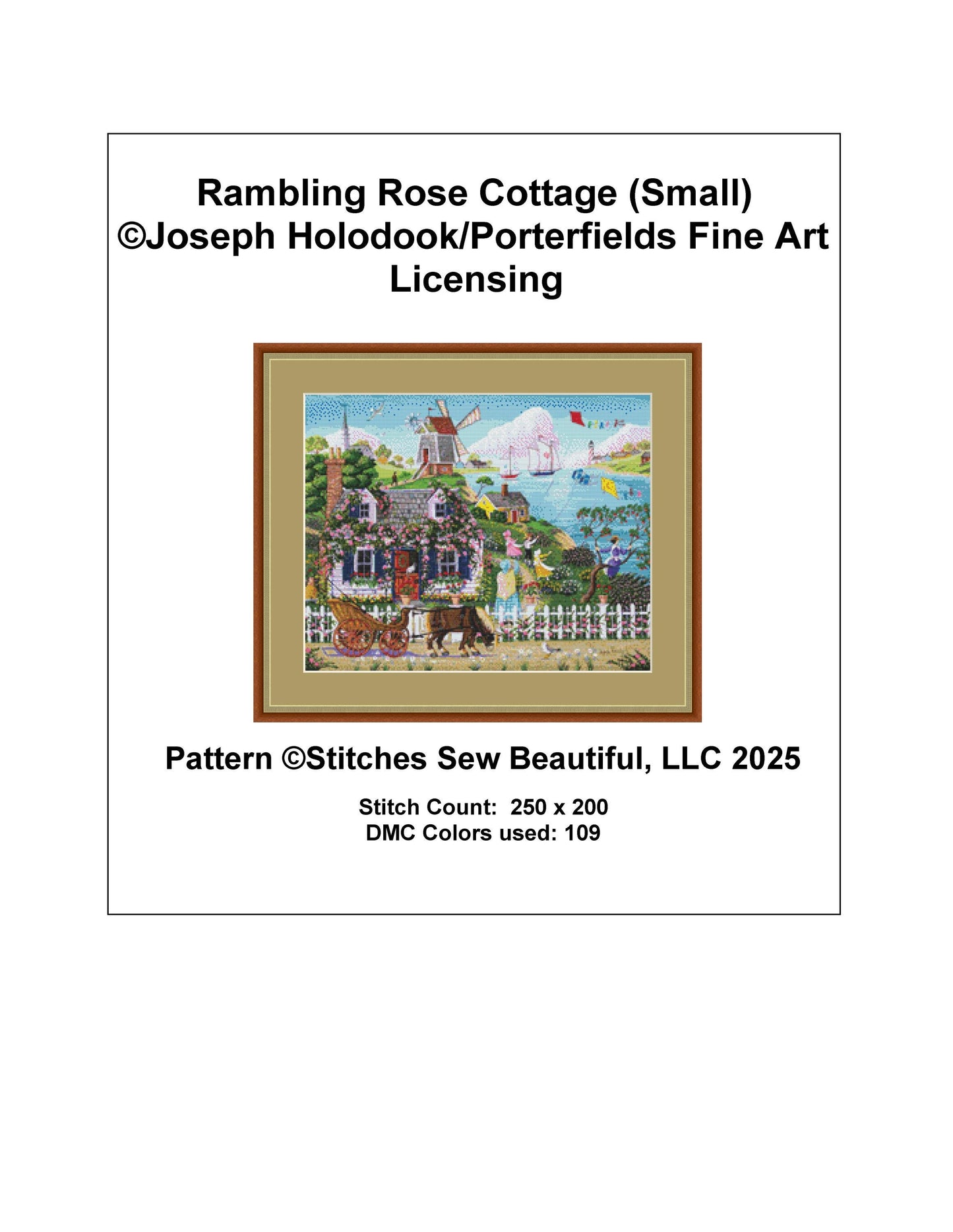 Rambling Rose Cottage (Small) counted cross stitch pattern by Joseph Holodook/Porterfields Fine Art Licensing