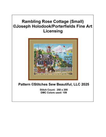 Rambling Rose Cottage (Small) counted cross stitch pattern by Joseph Holodook/Porterfields Fine Art Licensing