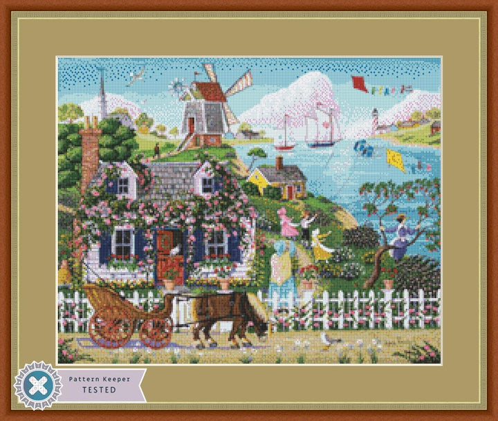Rambling Rose Cottage (Small) counted cross stitch pattern by Joseph Holodook/Porterfields Fine Art Licensing