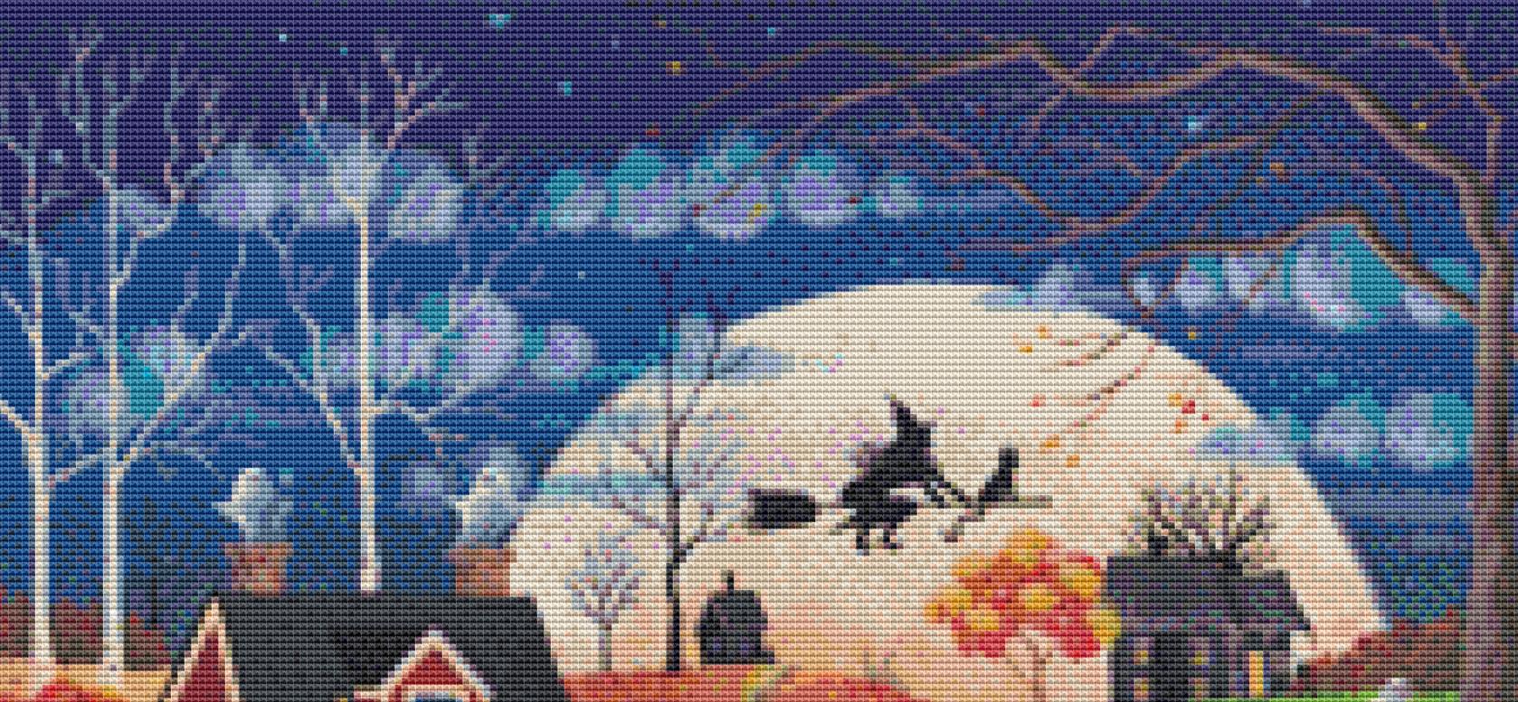 By the Light of the Moon (Small) counted cross stitch pattern by Kim Leo licensed by JMS Art Licensing