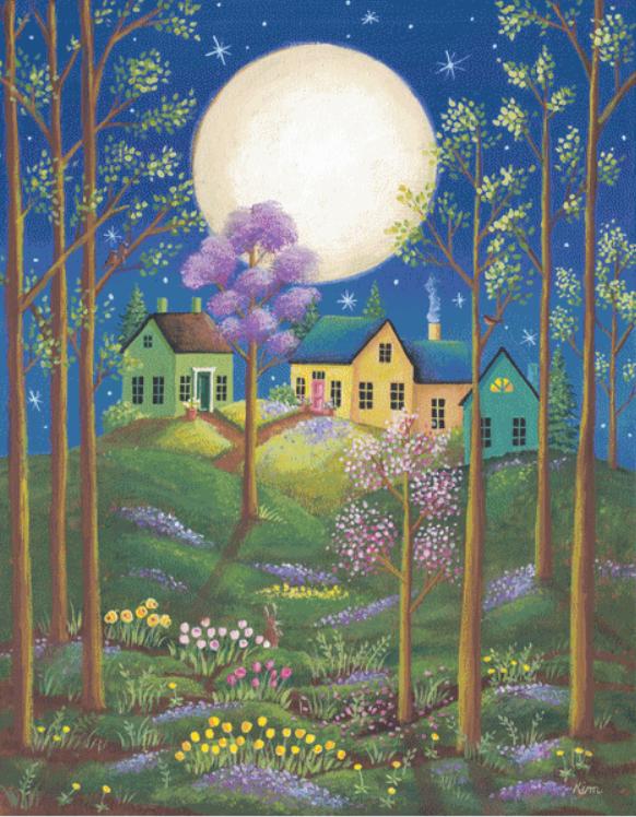 New Moon (Max Size/Color) counted cross stitch pattern by Kim Leo licensed by JMS Art Licensing