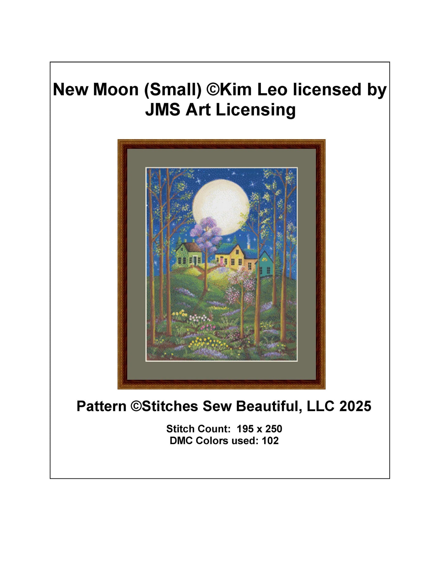 New Moon (Small) counted cross stitch pattern by Kim Leo licensed by JMS Art Licensing