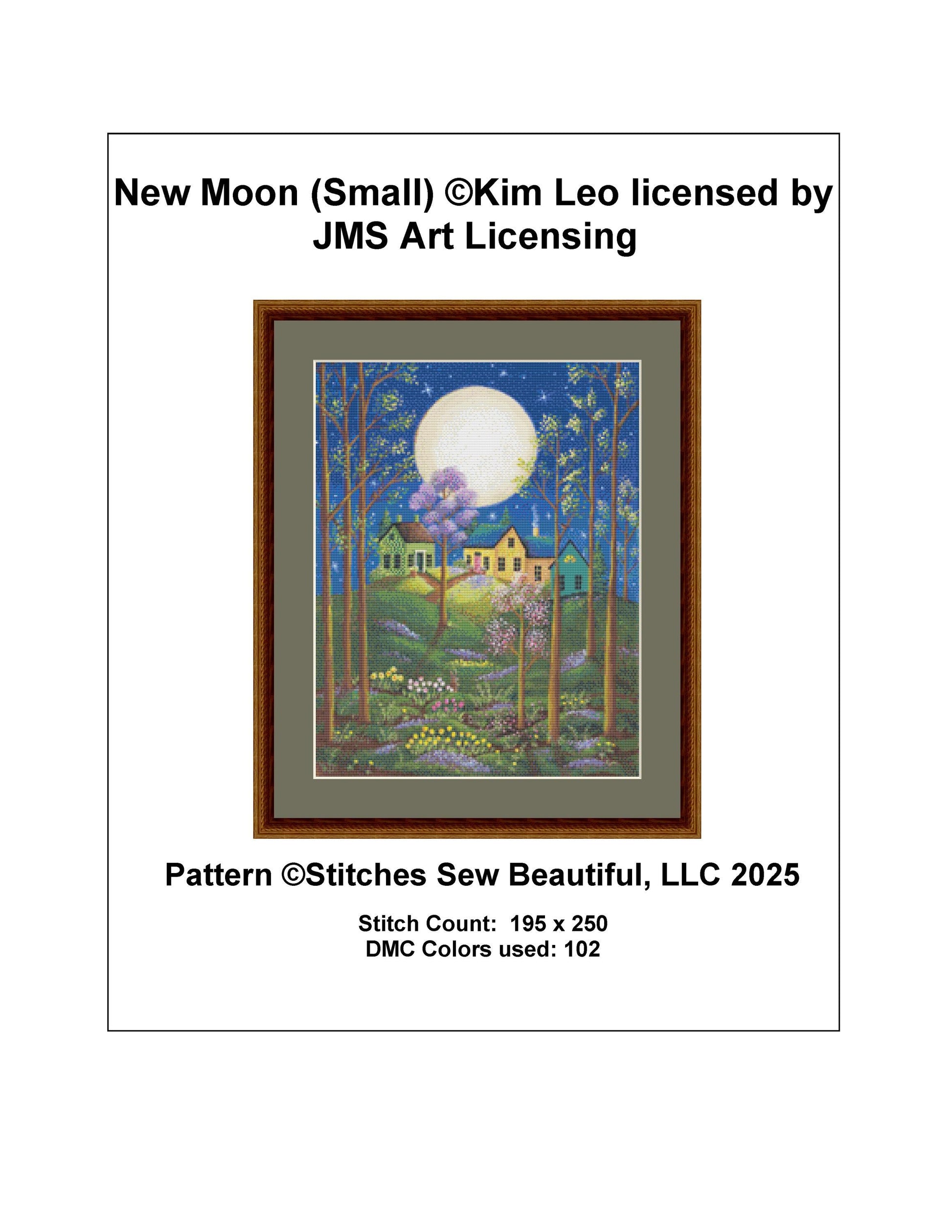 New Moon (Small) counted cross stitch pattern by Kim Leo licensed by JMS Art Licensing