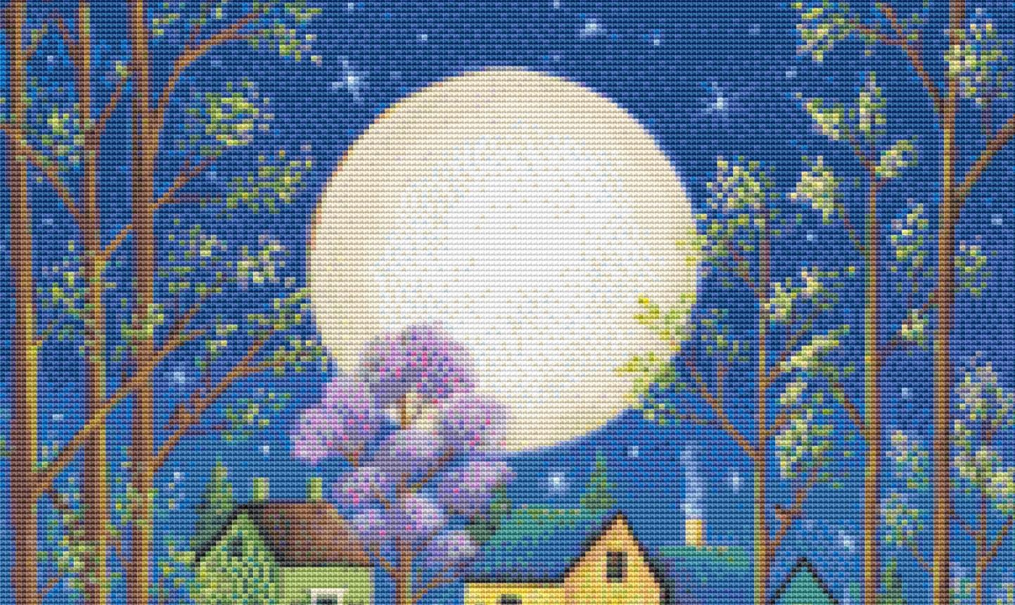 New Moon (Small) counted cross stitch pattern by Kim Leo licensed by JMS Art Licensing