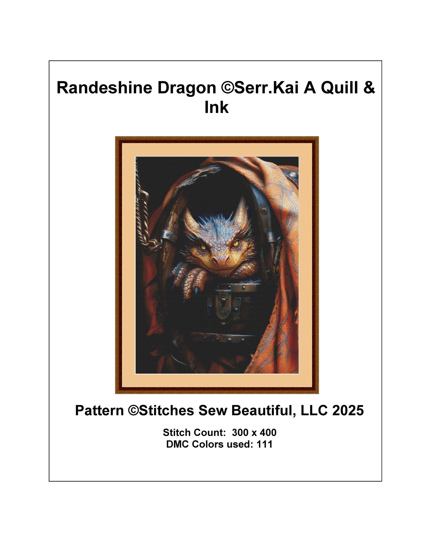 Randeshine Dragon counted cross stitch pattern by Serr.Kai A Quill & Ink