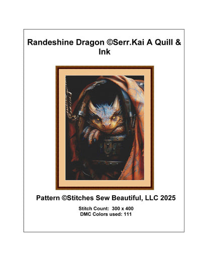 Randeshine Dragon counted cross stitch pattern by Serr.Kai A Quill & Ink