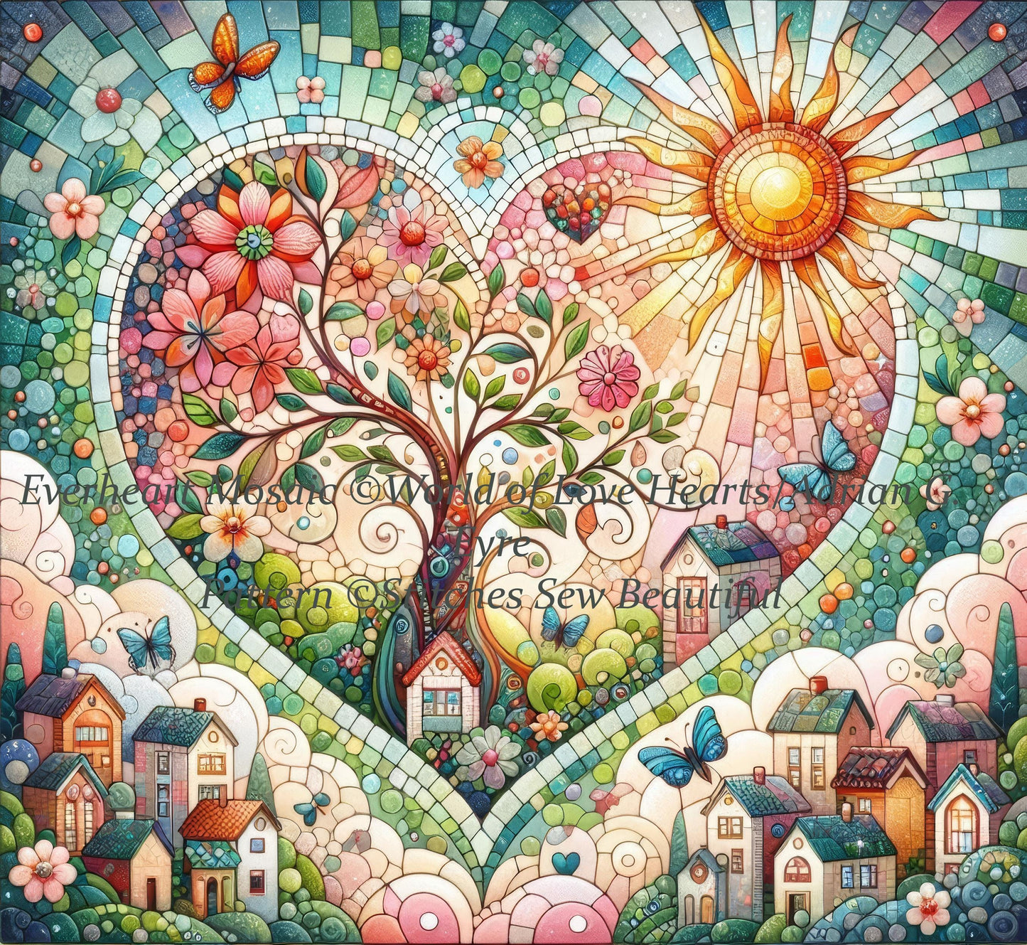 Everheart Mosaic counted cross stitch pattern by World of Love Hearts/Adrian G. Eyre
