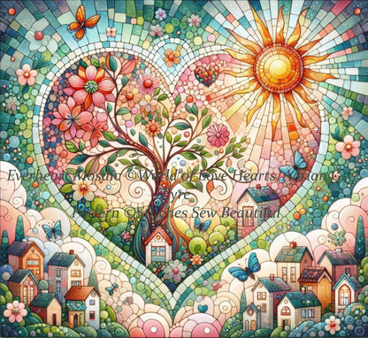 Everheart Mosaic counted cross stitch pattern by World of Love Hearts/Adrian G. Eyre