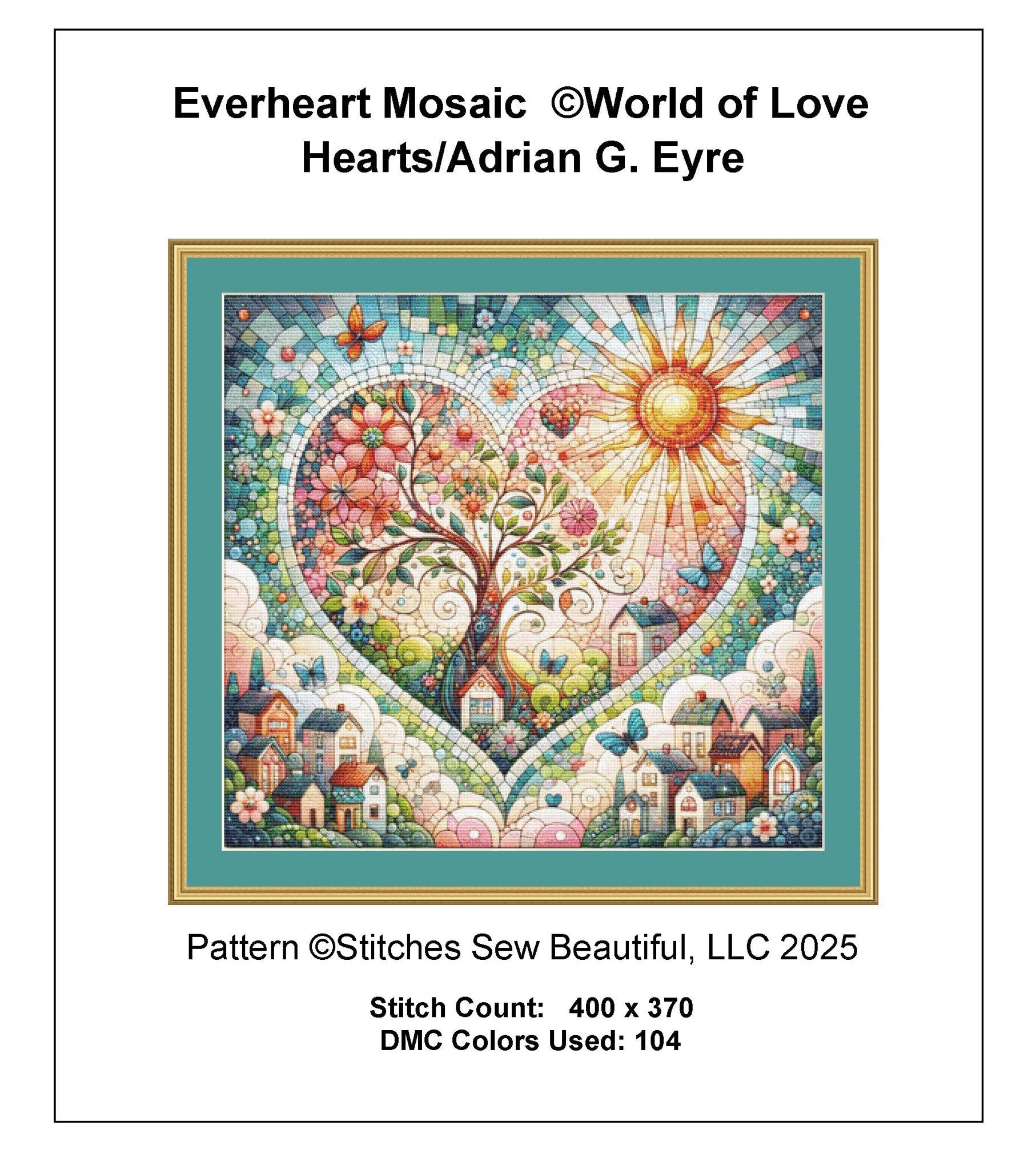 Everheart Mosaic counted cross stitch pattern by World of Love Hearts/Adrian G. Eyre