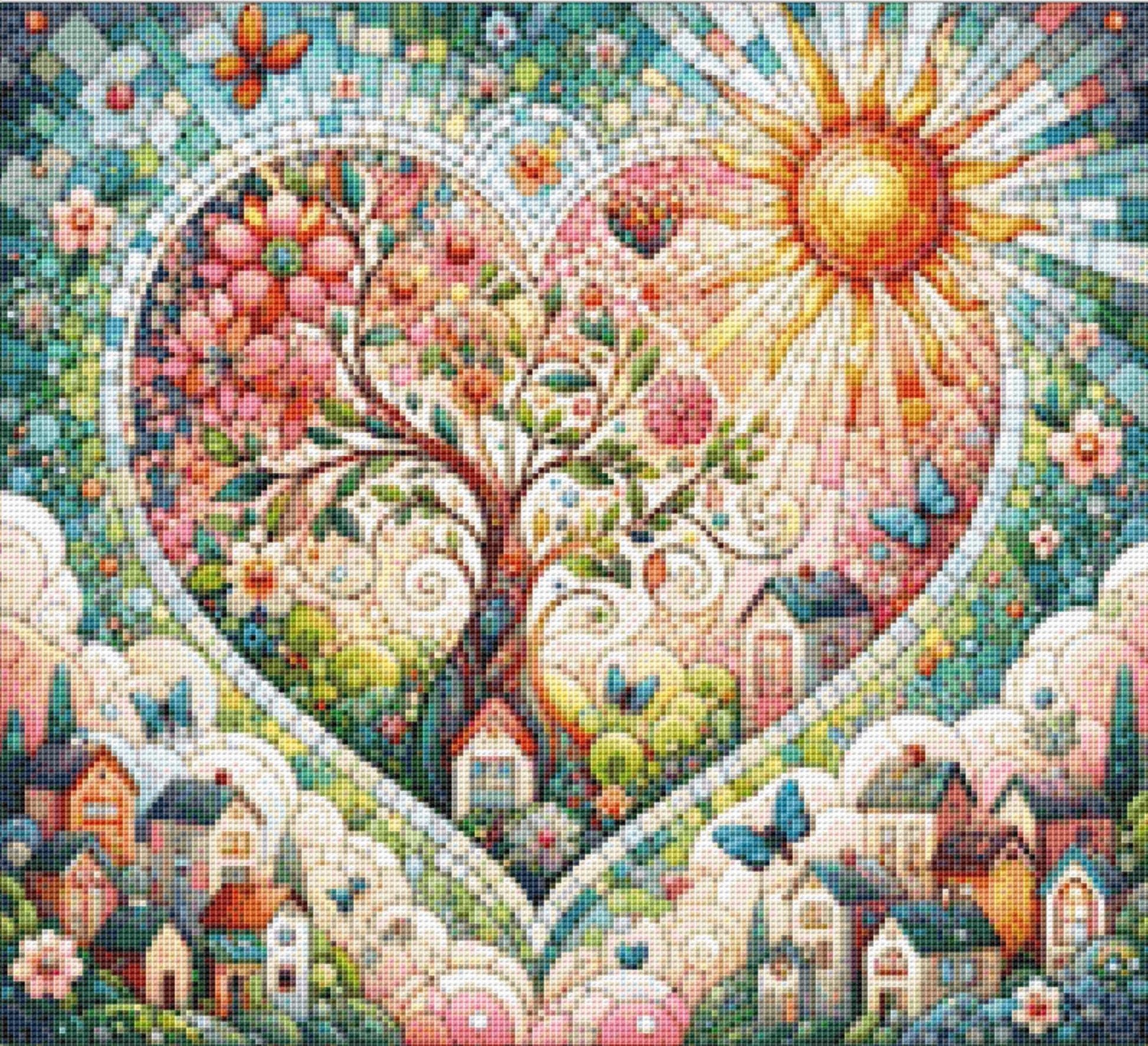 Everheart Mosaic (Small) counted cross stitch pattern by World of Love Hearts/Adrian G. Eyre
