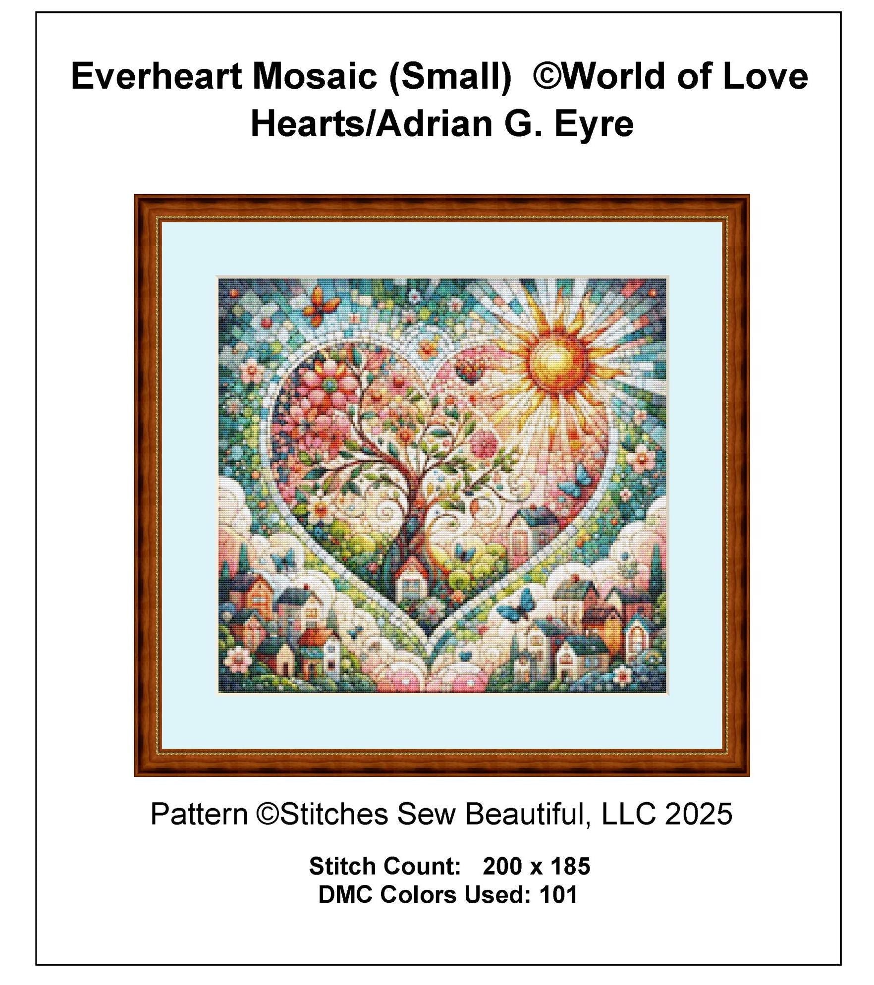 Everheart Mosaic (Small) counted cross stitch pattern by World of Love Hearts/Adrian G. Eyre