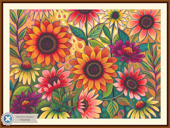 Fall Sunflower Surprise (Max Size/Color) counted cross stitch pattern by Peggy Davis/Porterfields Fine Art Licensing