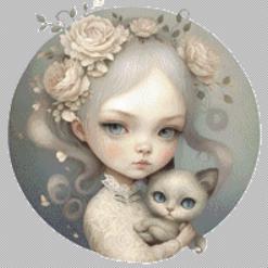 Paws and Petals (Round) counted cross stitch pattern by A Whole World of Whimsy