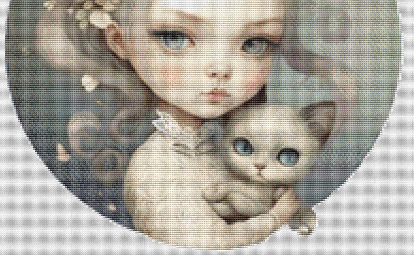 Paws and Petals (Round) counted cross stitch pattern by A Whole World of Whimsy