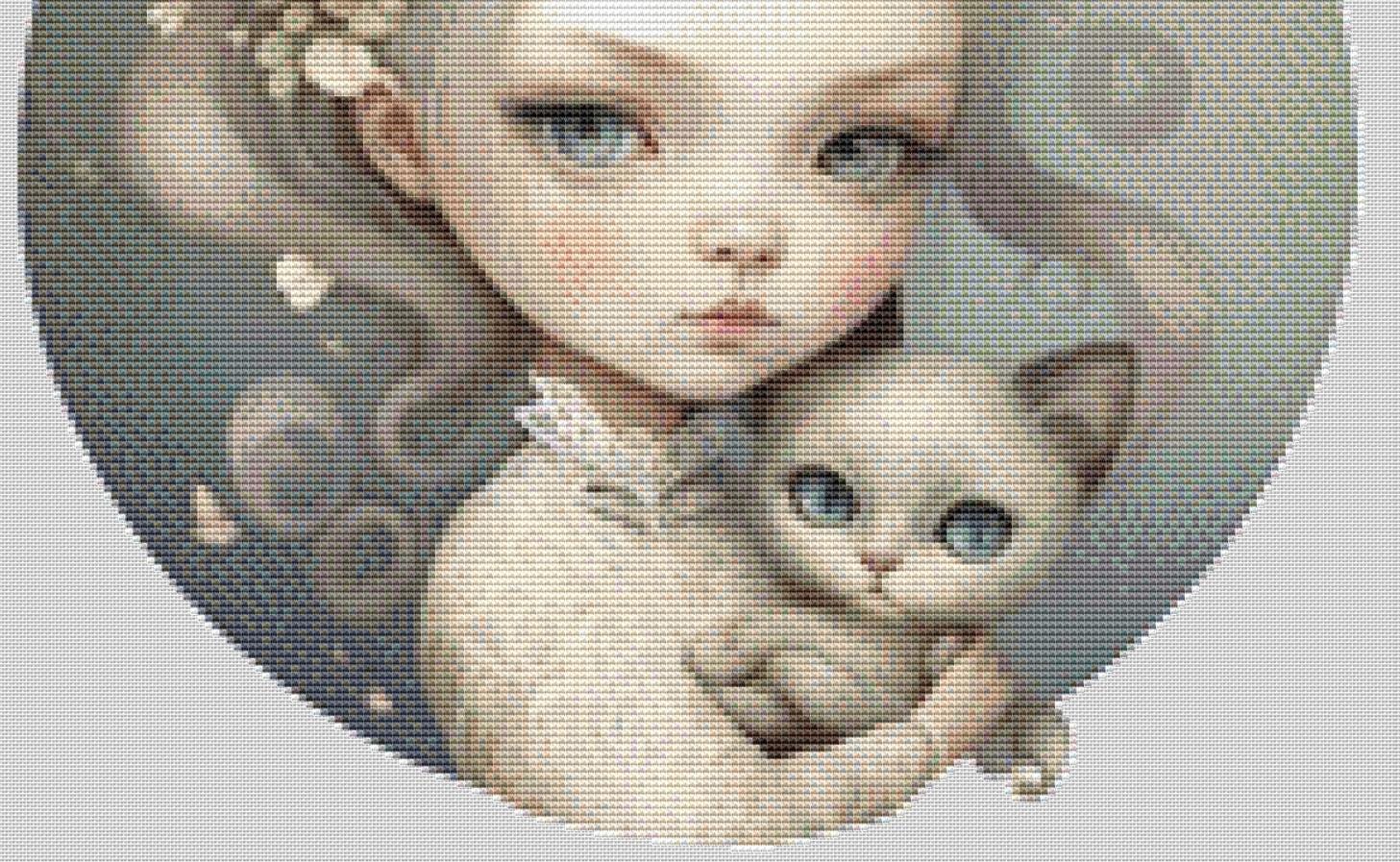 Paws and Petals (Round) counted cross stitch pattern by A Whole World of Whimsy